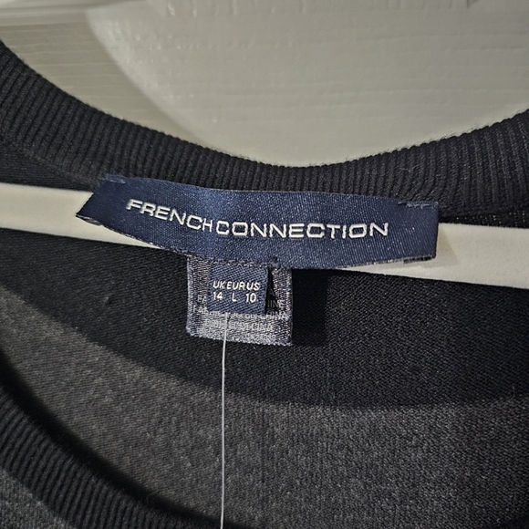 HP🎉 French Connection Black and Gray Striped Sweater Dress - Size 10 - Picture 3 of 11